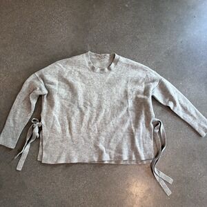 Athleta Med Long Sleeve Sweater 100% Cashmere Chamonix Side-Tie Gray Pullover